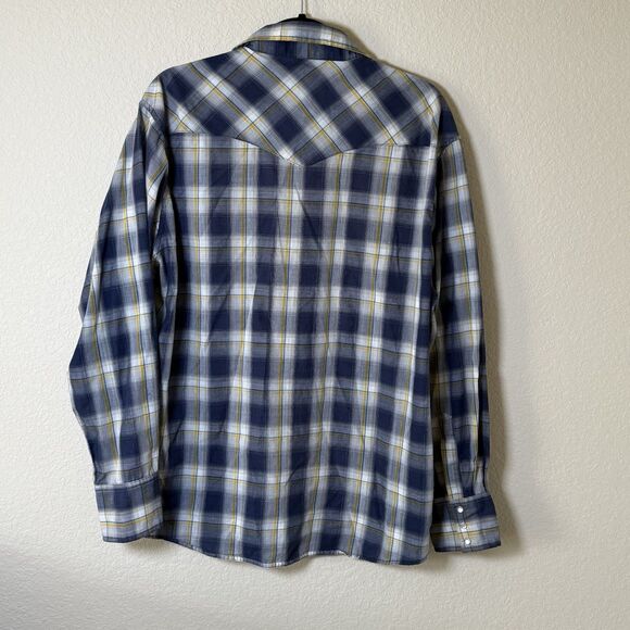 Wrangler VTG Men's Blue Long Sleeve Pearl Snap Western Rodeo Button-Up - Picture 4 of 7